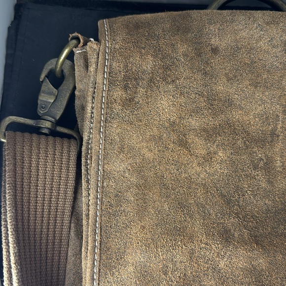 Wilsons Leather M. Julian Brown Leather Suede Canvas Messenger Bag - Picture 2 of 13